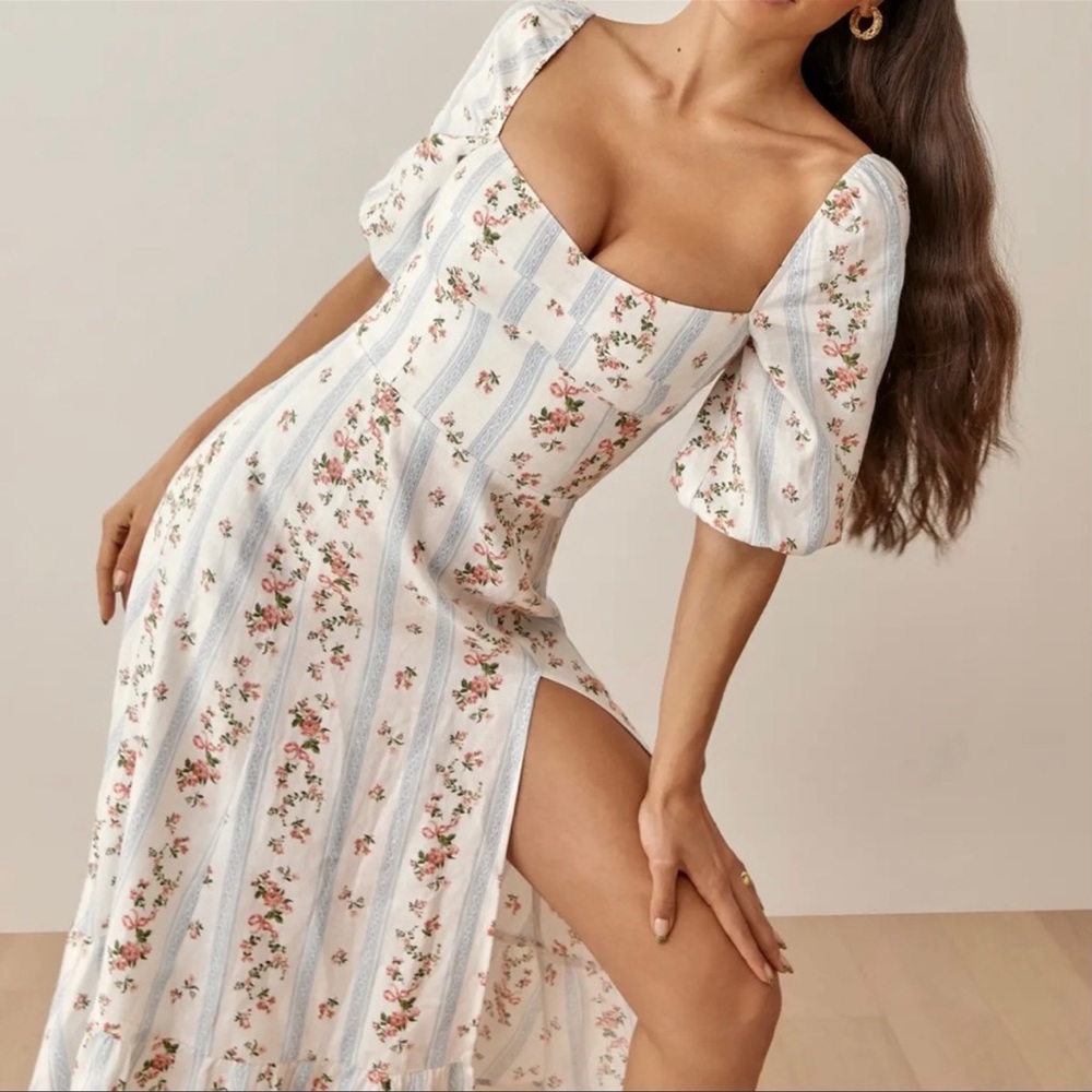 Reformation Belgium Linen Midi Dress Surrey